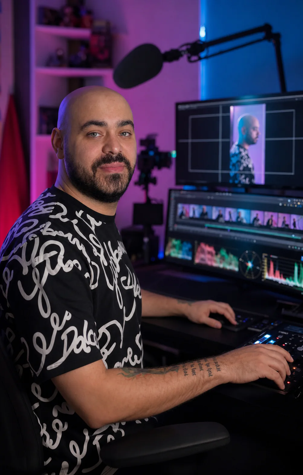 Hyperfate88 editing a video at his workstation